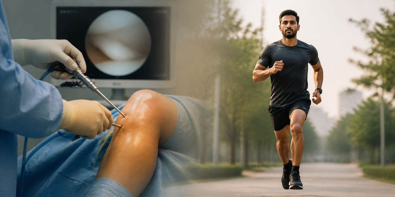 Arthroscopic sports injury surgery and patient running after recovery