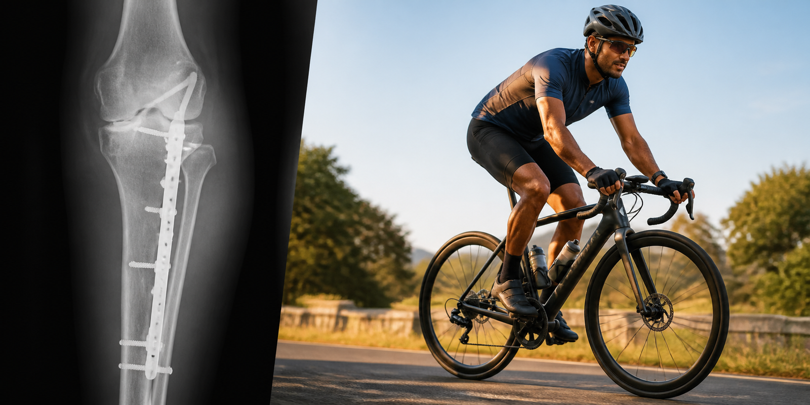 X-ray of plate fixation and patient cycling after trauma reconstruction