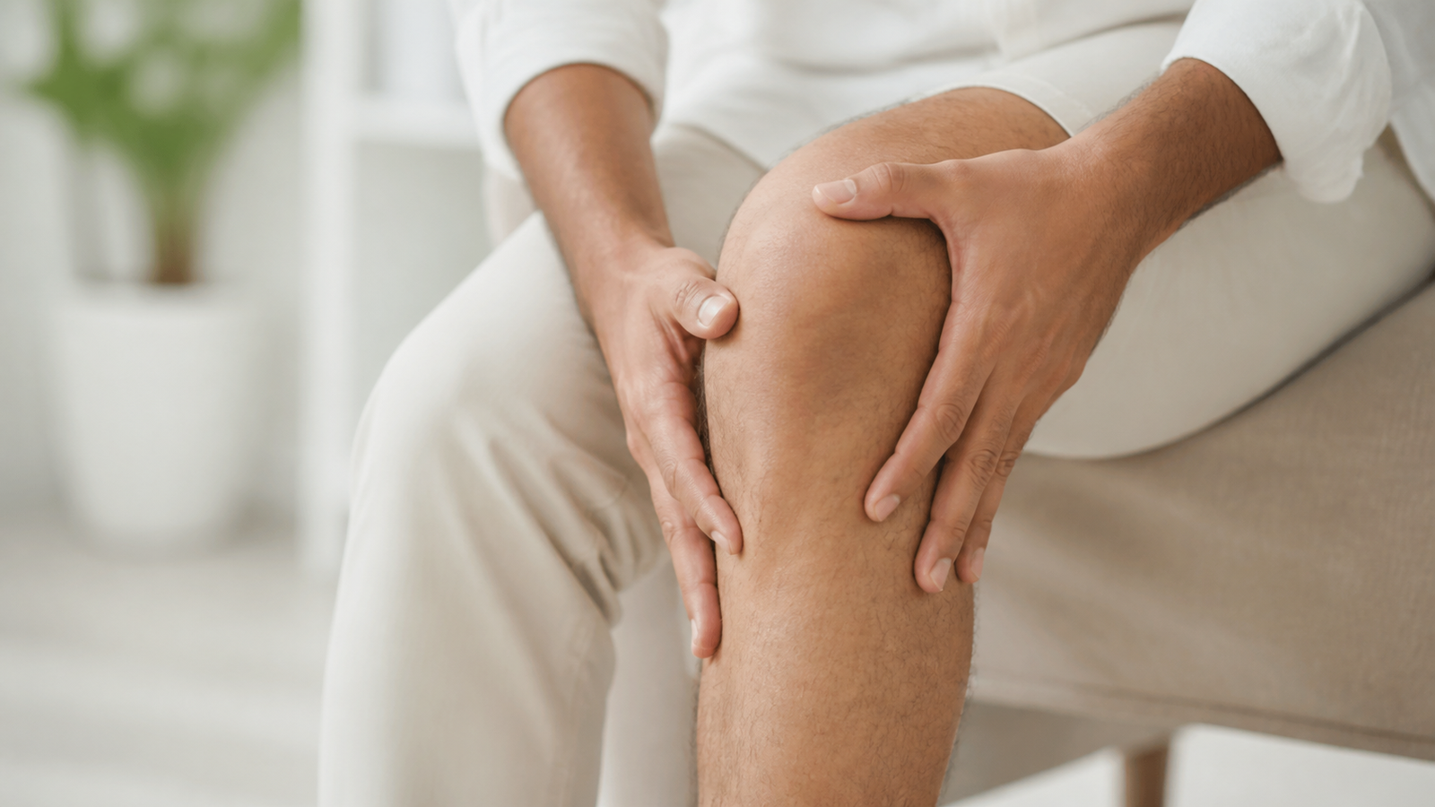 Person holding their knee in pain