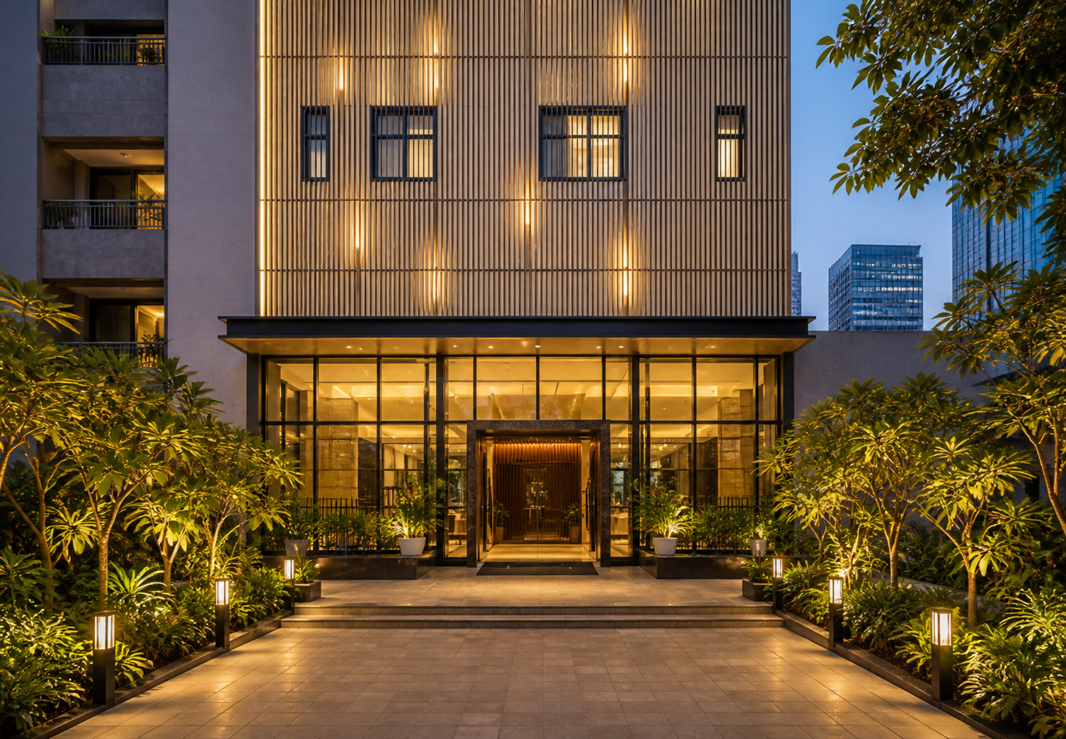 OrthoMedd Hospital entrance at Medicity, Gurugram